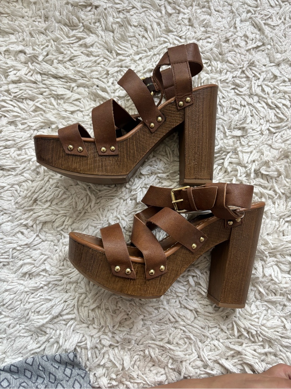 Route 66 Brown Platform Strappy Block Heel Sandals